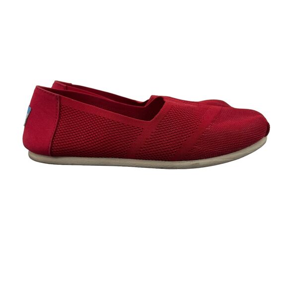 Toms Womens 7.5 Shoes Red Classic Slip On Woven Mesh Canvas Flat Shoes 10010820 - Picture 1 of 12